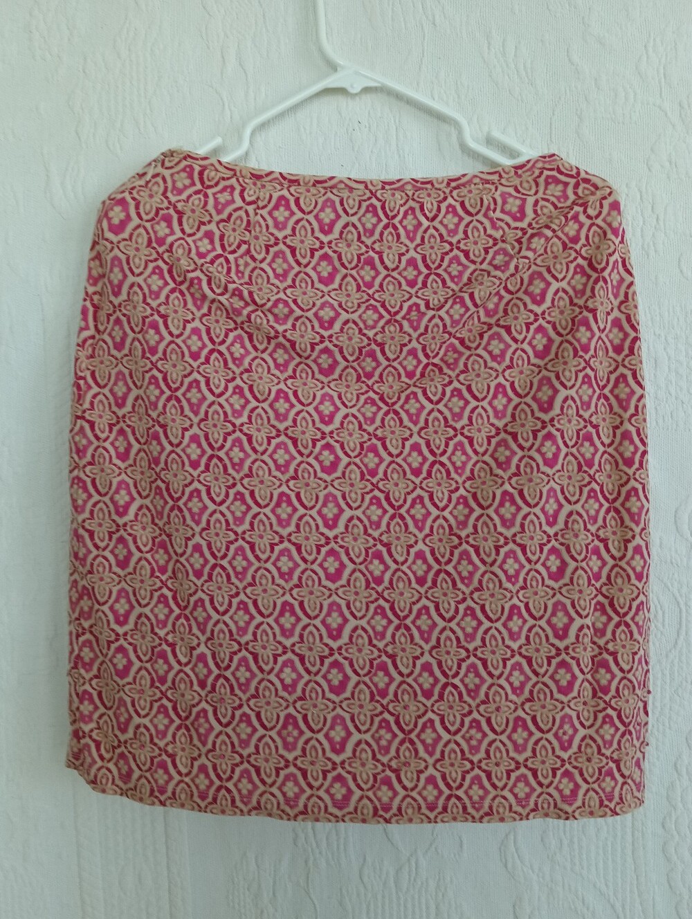 Ann Taylor Pink Damask Mini Skirt Seed Beaded Boho Sheer Light Slinky Cute Date - Picture 6 of 10